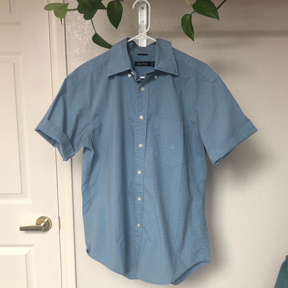 Nautica Plaid Light Blue Button Up